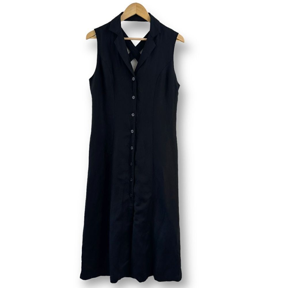 A Wild Thyme black linen blend dress NWOT size 12P‎
